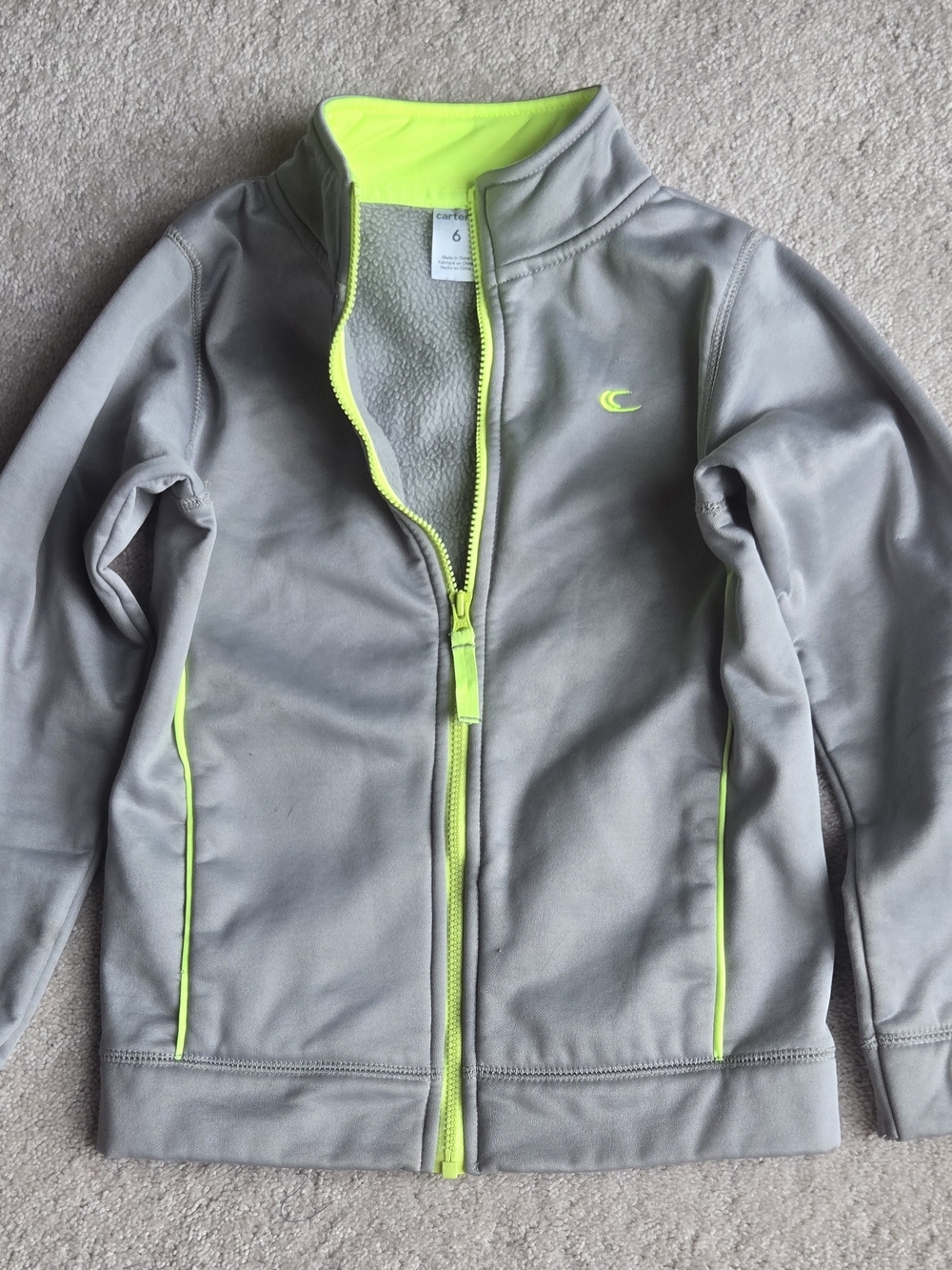 Children's Grey Jacket with Neon Yellow Trim - Carter's